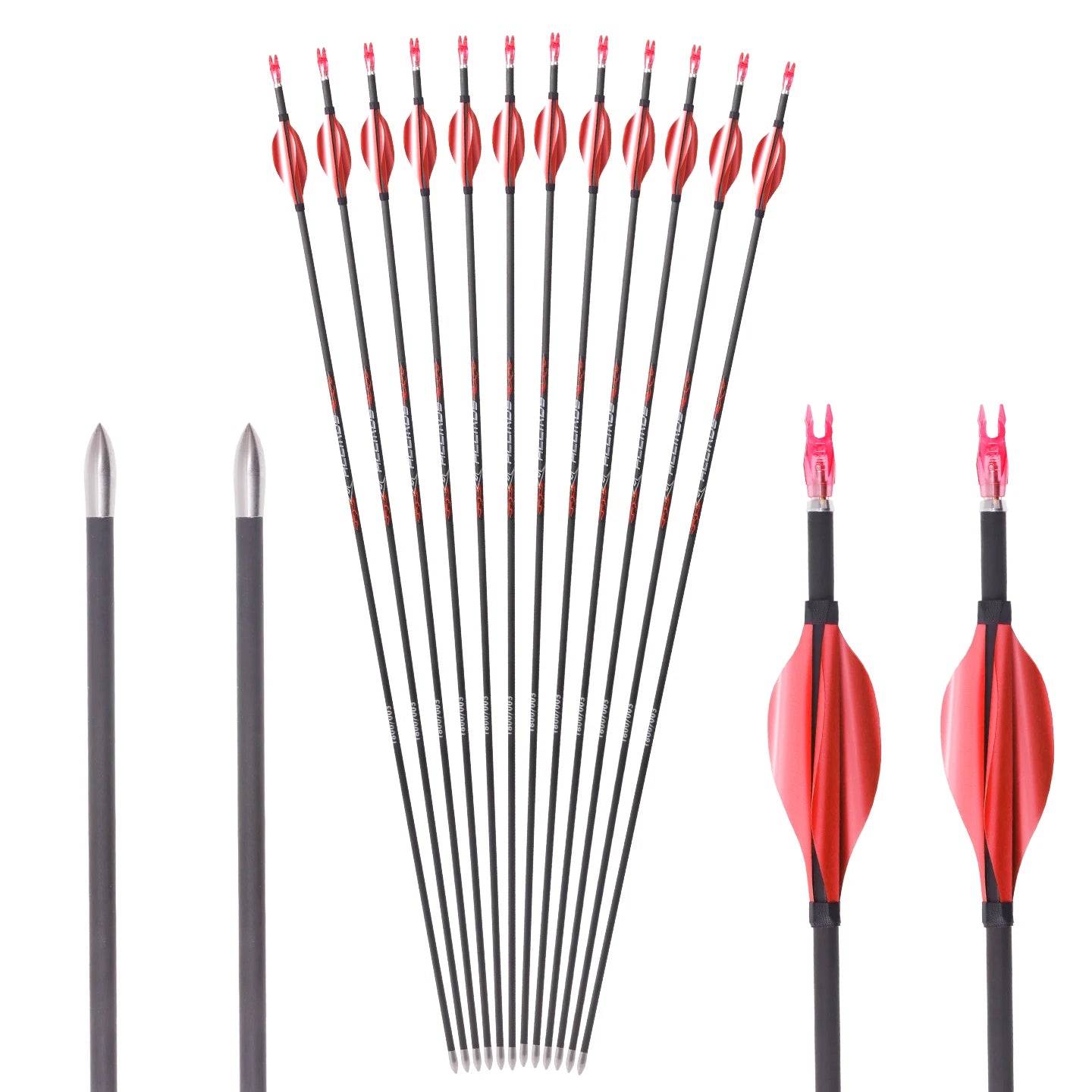 6 Pure Carbon Arrow ID4 2 Sp300-1800 Spin Feather Archery Bow Hunting