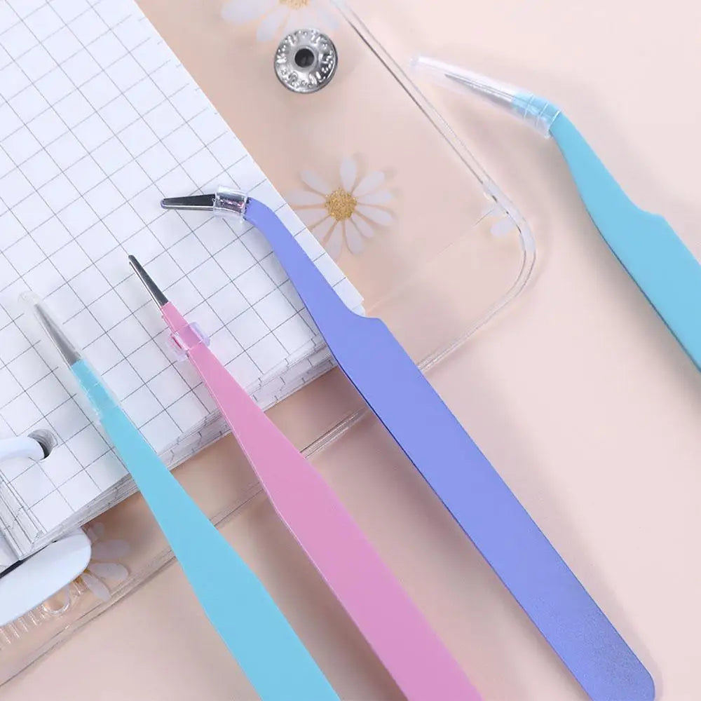 Stainless Steel Tape Sticker Tool Notebook Accessorise Journal Accessorise Tweezers Nipper Macaron Color Nail Tweezers Peaceful Pleasures Health and Wellness
