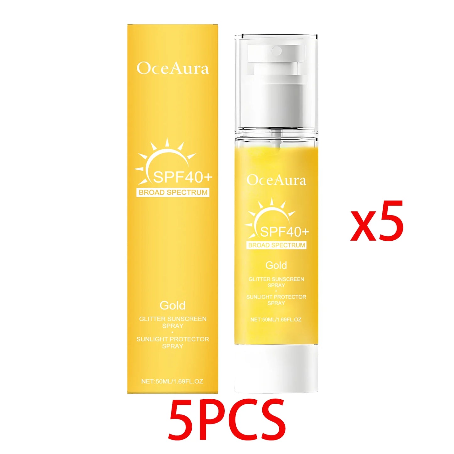 OceAura Glitter Shimmer Sunscreen Spray – Face & Body 50ml
