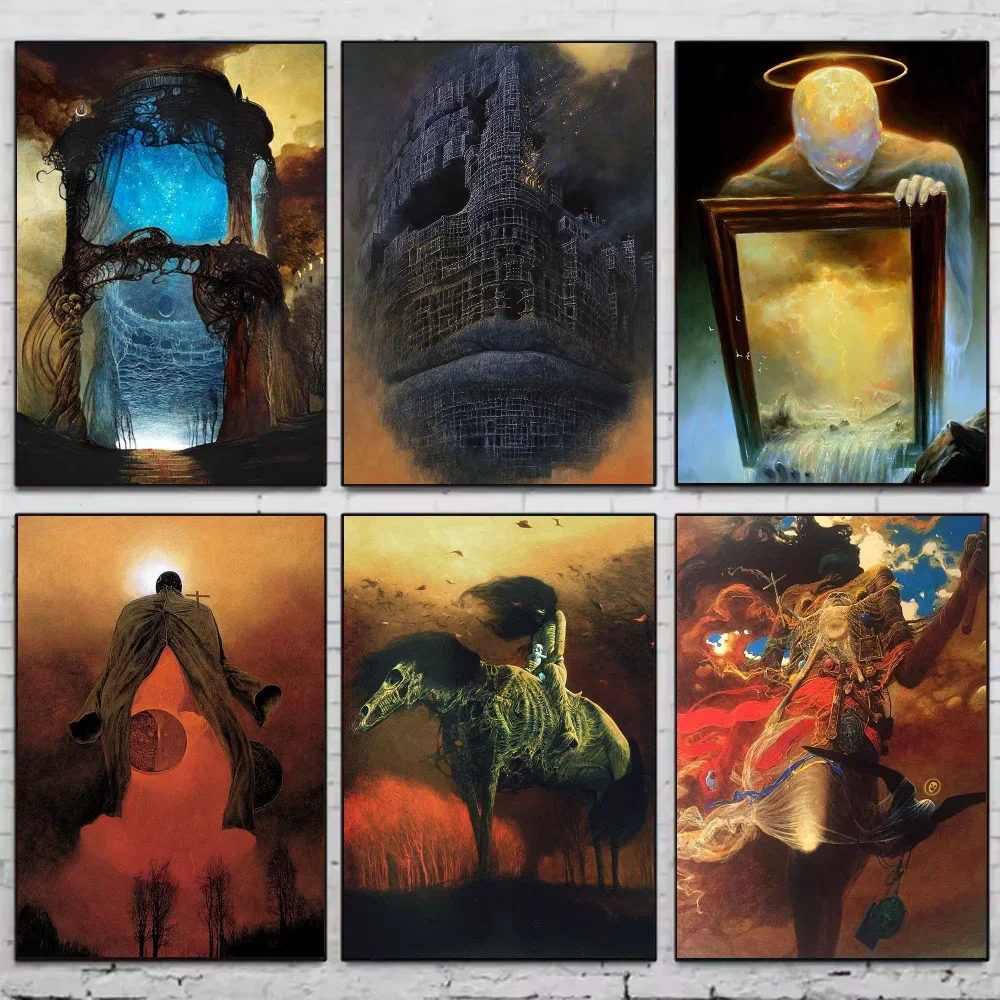 Famous Surrealism Artworks By Zdzislaw Beksinski Poster HD Art Prints for Home Living Room Bedroom Bar Aesthetic Wall Decor Peaceful Pleasures Health and Wellness