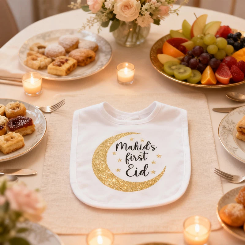 Personalized First Eid Baby Bib | Custom Ramadan Gift Personalized Baby Bib Peaceful Pleasures Health and Wellness