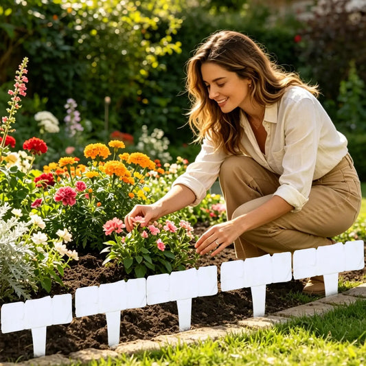 10-Piece Artificial Stone Block Garden Edging | Weatherproof Garden Lawn Edging Peaceful Pleasures Health and Wellness