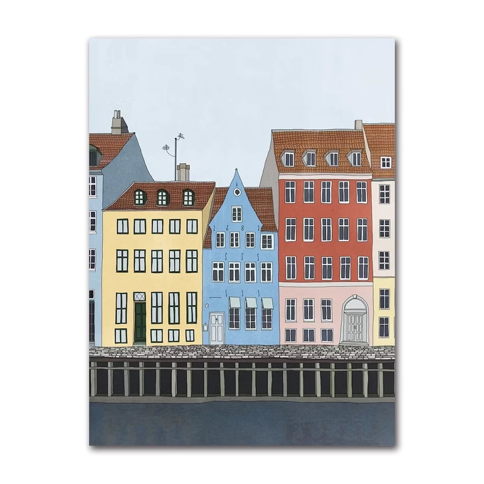 Minimalist Landscape Canvas Wall Art | Bicycle Surf Lake House