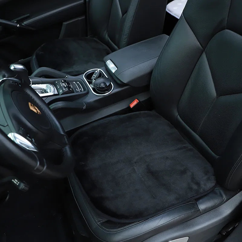 Cute Pink Plush Car Seat Cushion | Soft Winter Warm Car Pad