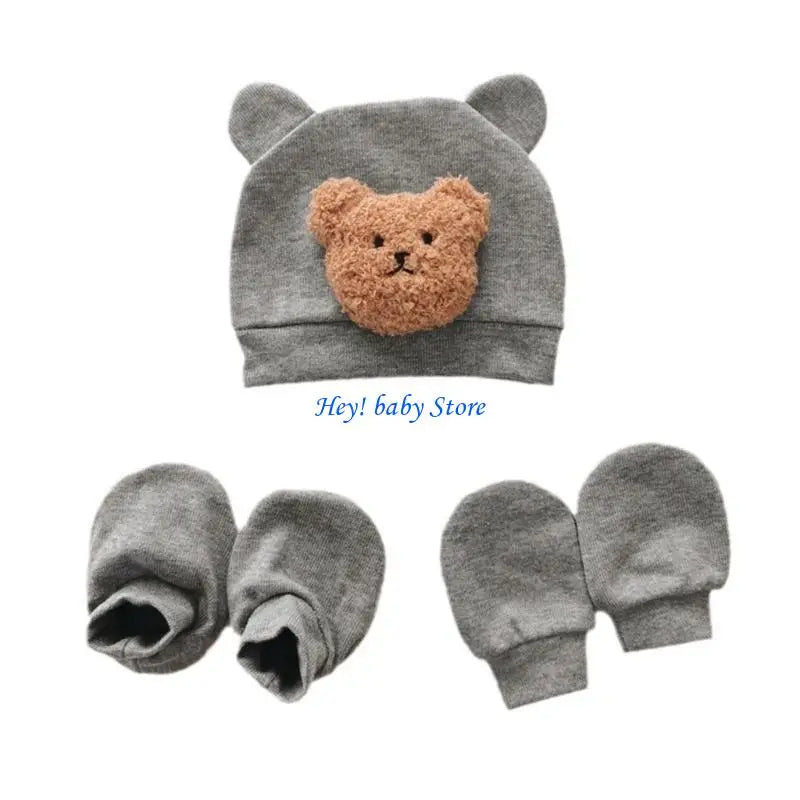 Newborn Hat, Anti-Scratch Mittens & Foot Covers Set 0–6M