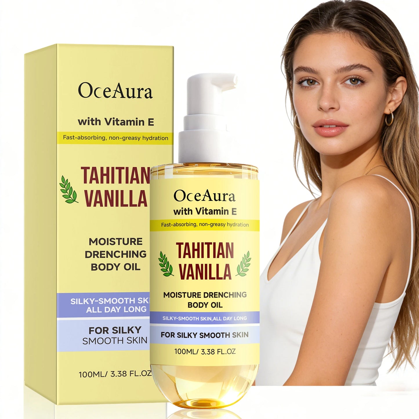 Vanilla Hydrating Body Oil Nourishing Soothing Brightening Silky Smoothing Stress Relief Glowing Soft Relaxing Body Essence Oil Peaceful Pleasures Health and Wellness
