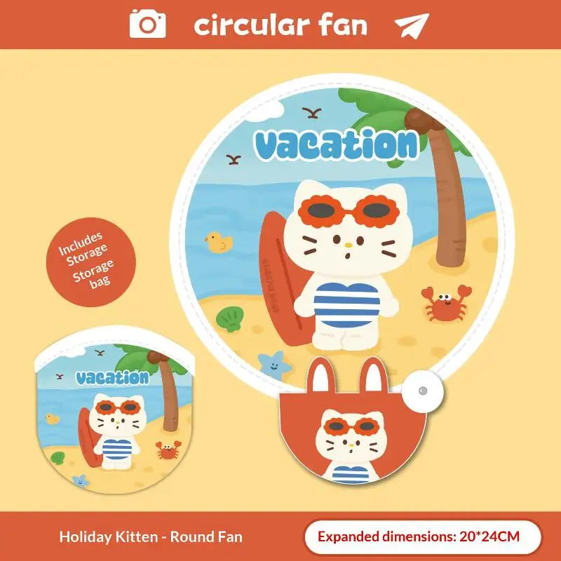 Cute Cartoon Foldable Handheld Fan – Mini Portable Pocket Fan