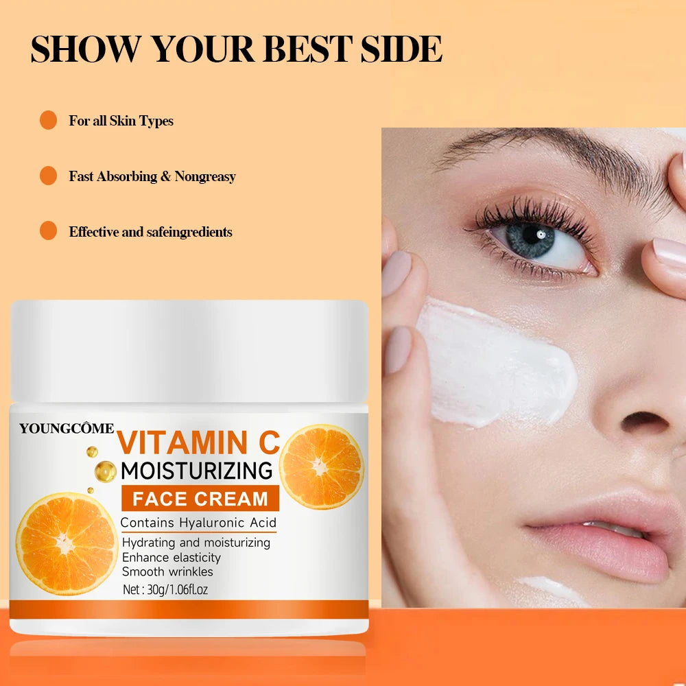 Vitamin C Moisturising Cream Repair Anti-aging Essence Facial Skin Care Contains Hyaluronic Acid Dark Spot Remover Moisturizing Peaceful Pleasures Health and Wellness