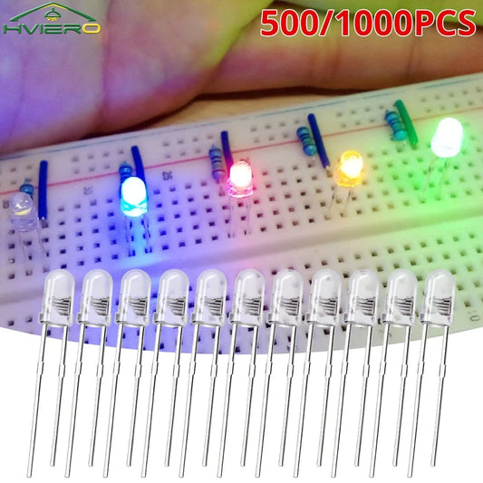 3mm LED Diode Assortment Kit 500/1000pcs – Multi-Color DIY LED Diode Kit Oasis Select