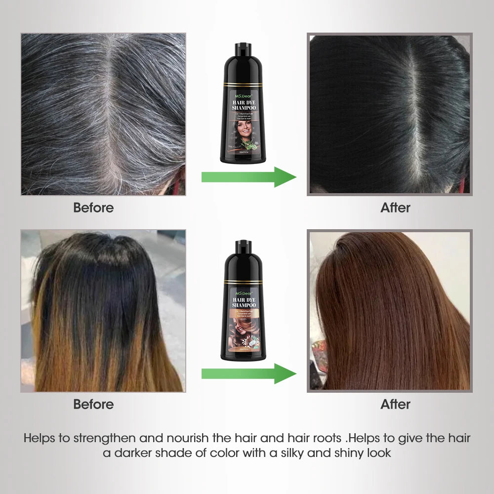 Herbal Hair Dye Shampoo — Fast Black Color, Deep Moisture, Botanical Formula | 500ml Peaceful Pleasures Health and Wellness