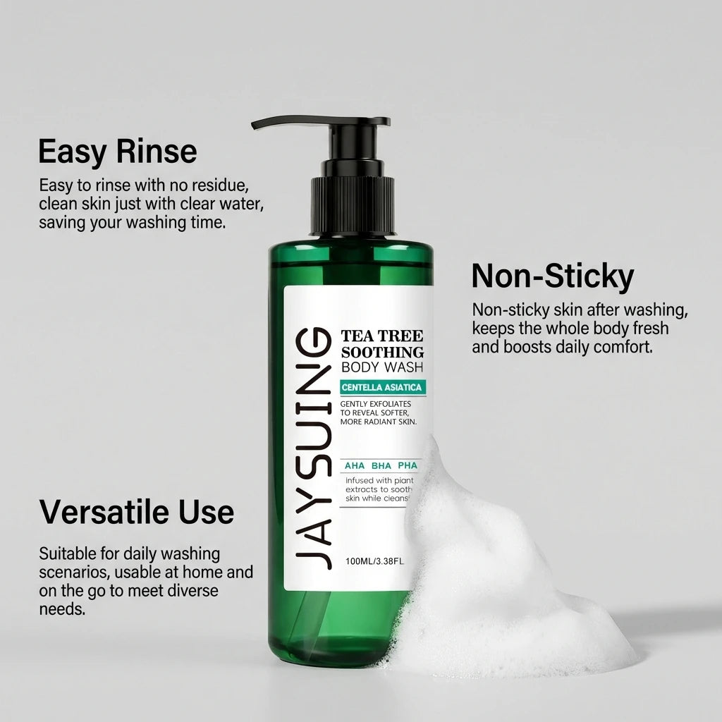 Centella Tea Tree Body Wash Deep Clean Refresh Cool Soothe Sensitive Nourish Calm Skin Discomfort Repair Skin Barrier Shower Gel Peaceful Pleasures Health and Wellness