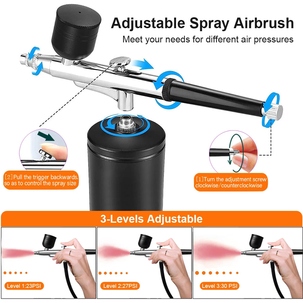 Airbrush Nail with Compressor Portable Air Brush with Compressor For Nails Art Cake Painting Craft Airbrush Nail Art Compressor Peaceful Pleasures Health and Wellness