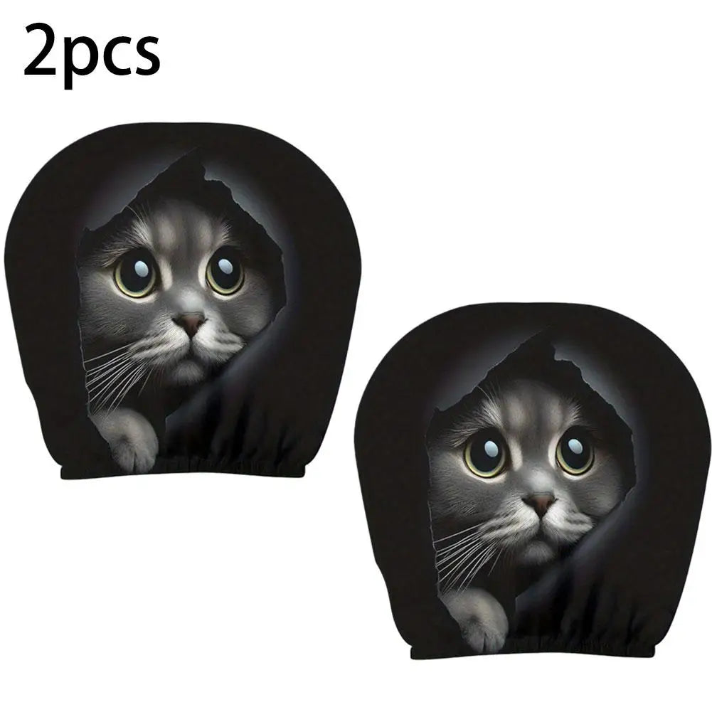 Cute Cat Car Headrest Covers – Washable, Stretch Fit (2 Pack)