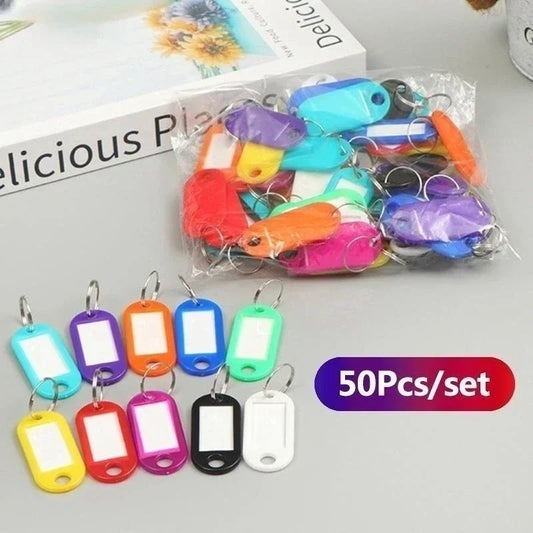 50pcs Colorful Plastic Tags Hotel Number Classification Card Key Tags Label Name Baggage Tag ID Name Tags With Split Ring Peaceful Pleasures Health and Wellness 50pcs mixed color