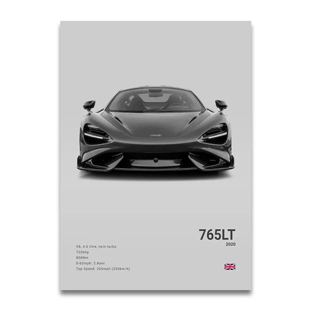 SENNA 720S ARTURA Canvas Wall Art Print Poster P1 765LT Supercar Decorative Painting Modern Home Decor Car Lover Gift Unframed Peaceful Pleasures Health and Wellness SW10907 40x60cm