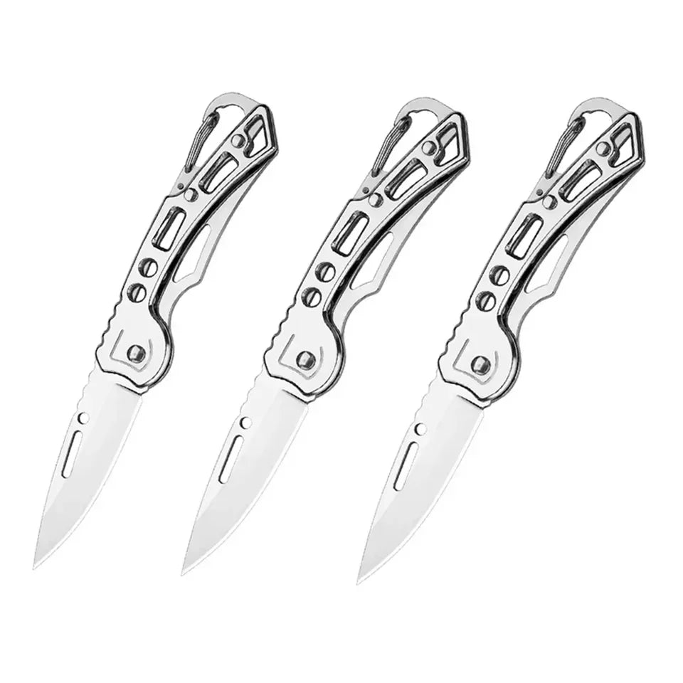 Stainless Steel Folding Pocket Knife – 3 or 6 Pack Peaceful Pleasures Health and Wellness Silvery-3pcs