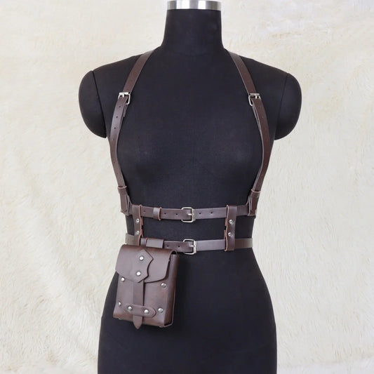 UYEE Punk Y2K Fashion Pu Leather Waist Belt Women Harness Bag Peaceful Pleasures Health and Wellness