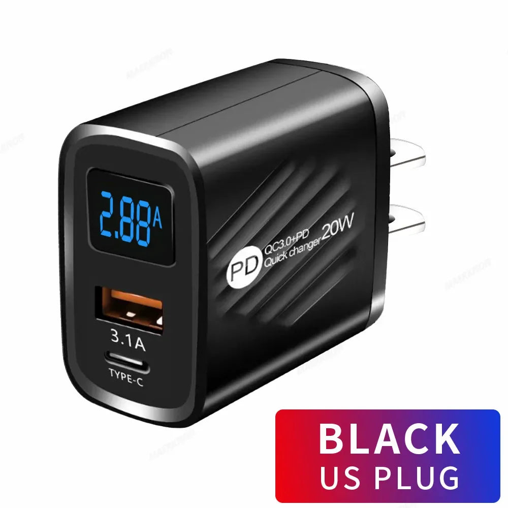 PD 20W USB-C Fast Charger QC 3.0 | iPhone Samsung Xiaomi