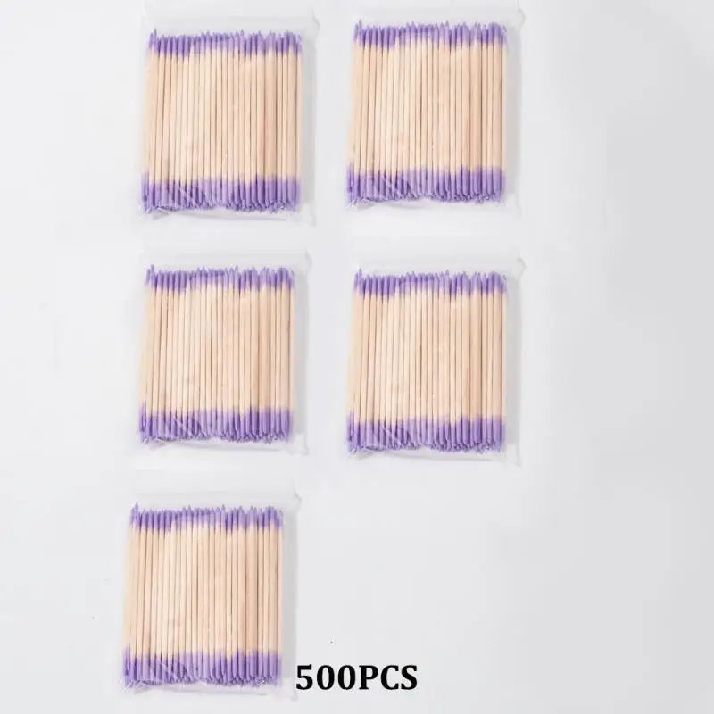 100/200/300/500Pcs Nail Double-Head Wood Swab Cleaning Sticks Purple Dual-Tipped Cotton Head Cleaning Swab Nail Polish Remover Peaceful Pleasures Health and Wellness 500PCS