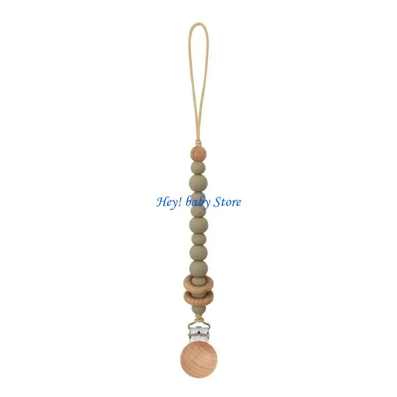 Handmade Wooden Silicone Baby Pacifier Soother Chain | 0–12M