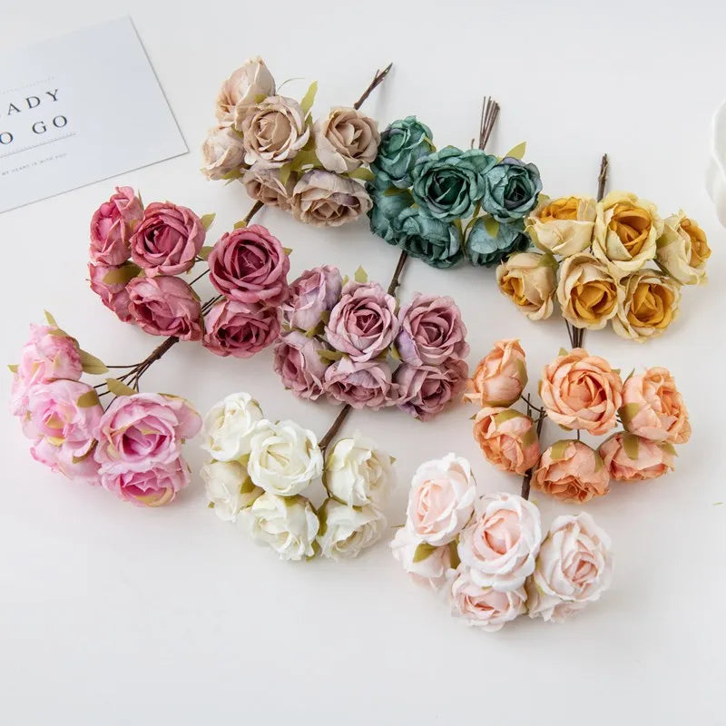 Silk Tea Rose Artificial Flower Bouquet for Wedding & Home Decor