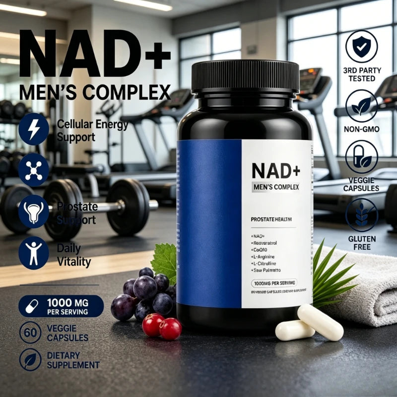 NAD Men's Wellness Complex – CoQ10, Resveratrol | 60 Veggie Caps