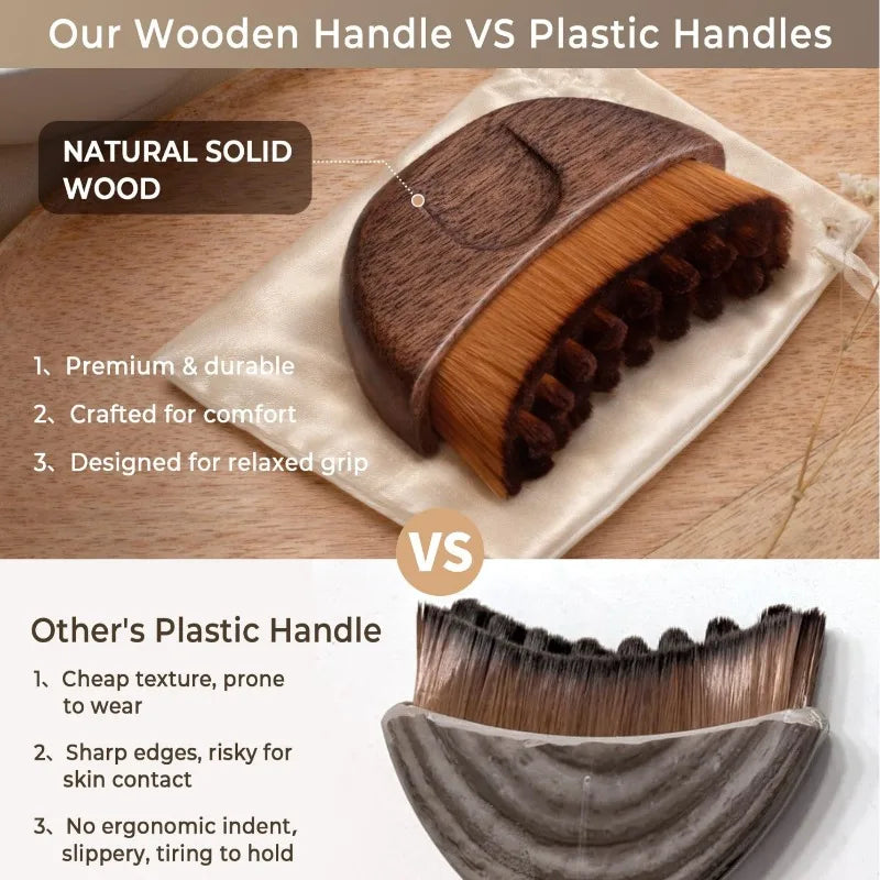 Walnut Lymphatic Facial Brush – Contour & Anti-Puffiness Tool Facial Massage Brush Peaceful Pleasures Health and Wellness