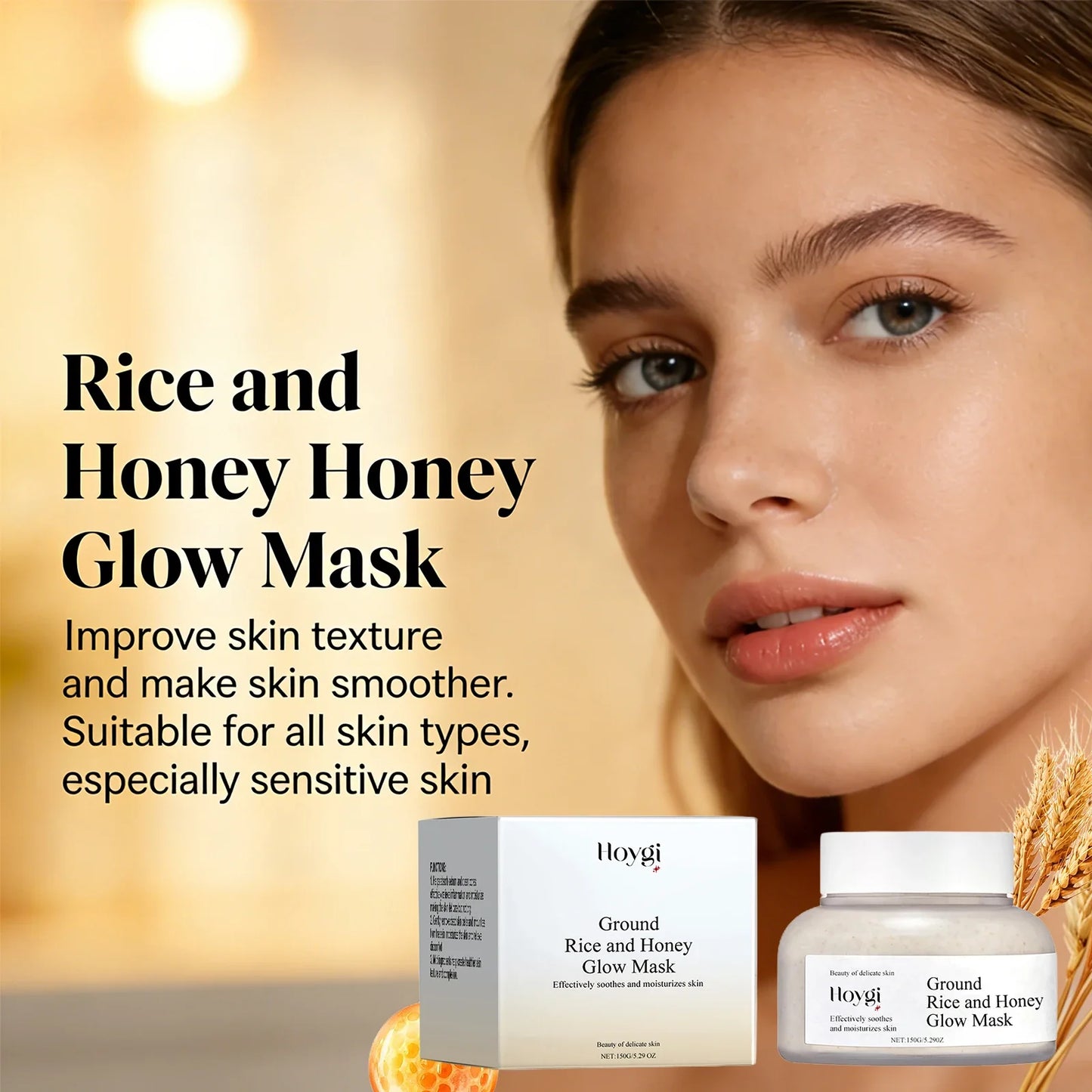 Hoygi Rice Honey Face Mask – Pore Cleanse, Acne & Hydration