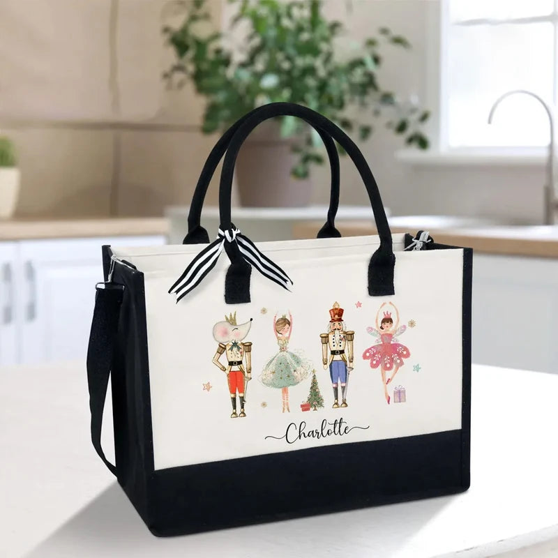 Personalized Nutcracker Ballet Tote Bag | Custom Christmas Gift Personalized Tote Bag Peaceful Pleasures Health and Wellness