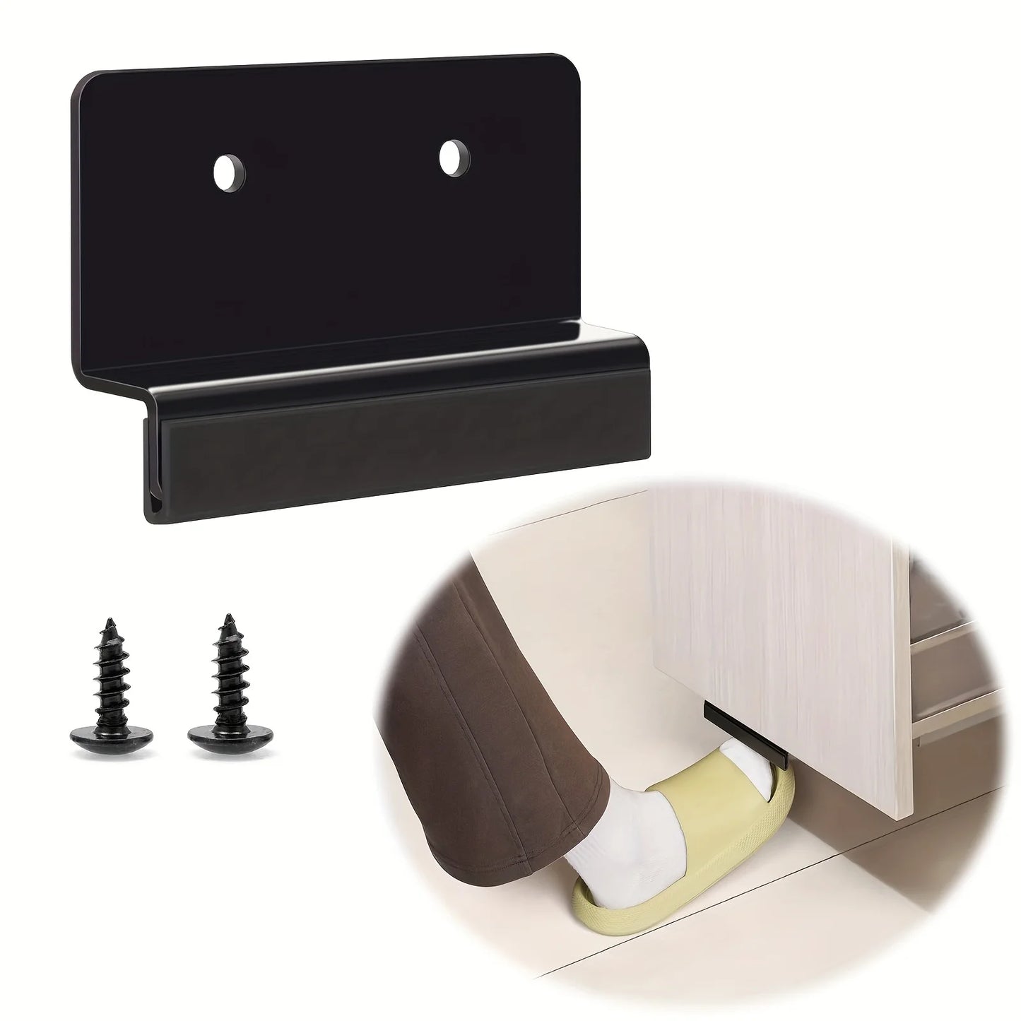 1 Polished Metal Cabinet Door Foot Handle Carbon Steel Non-contact