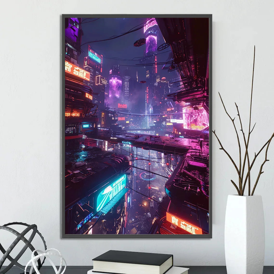 Cyberpunk City Poster Figures Home Decoration Painting Pictures Wall Cartoons Computer Room Wallpaper Gift Peaceful Pleasures Health and Wellness