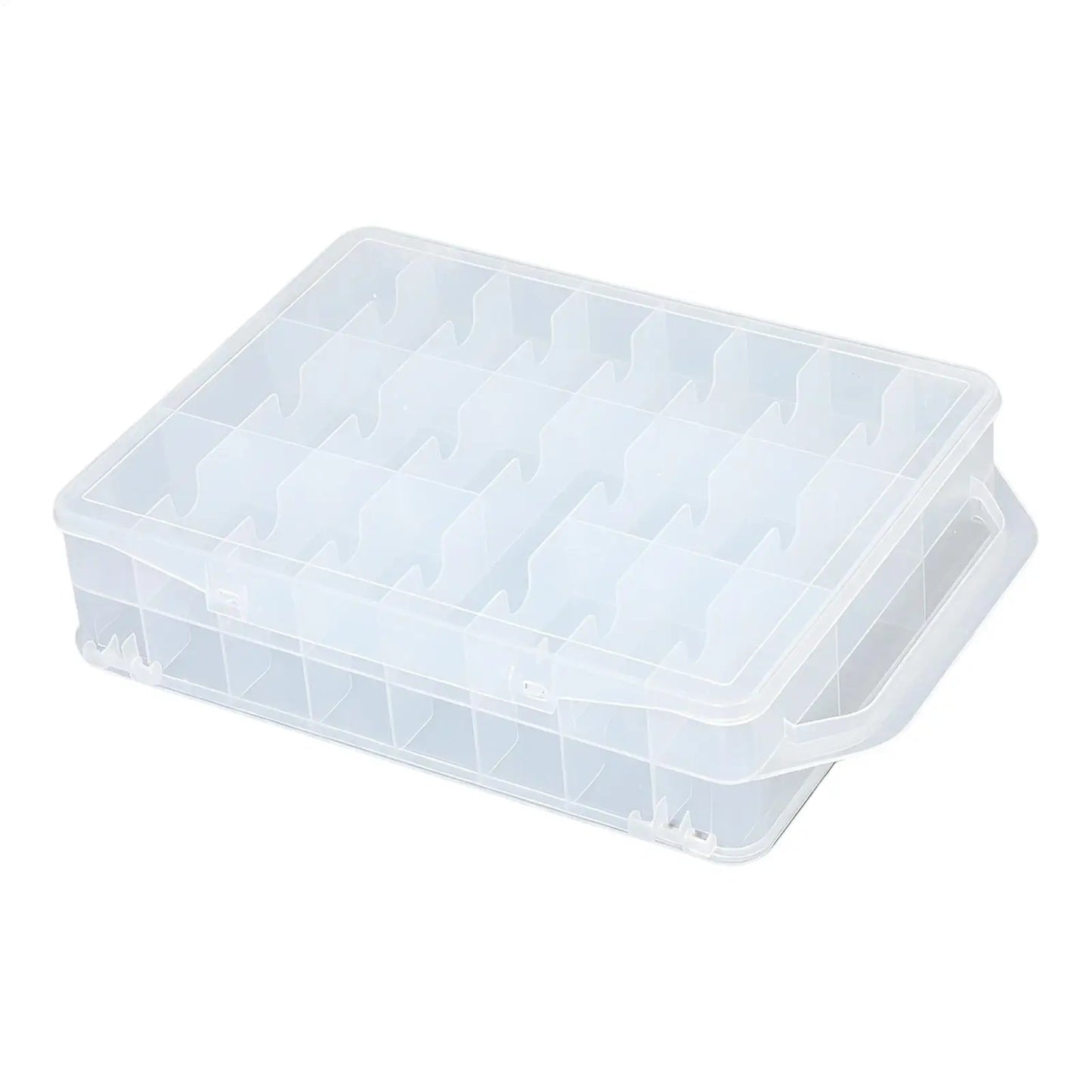Clear 46-Compartment Double-Sided Storage Box with Handle