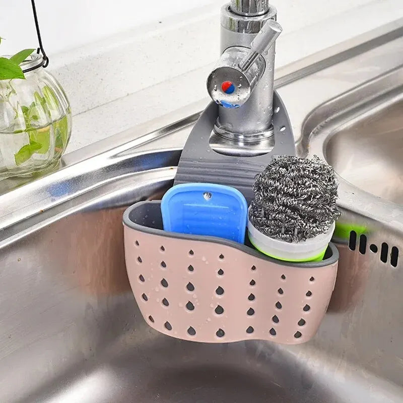 Adjustable Sink Drain Basket – Hanging Sponge & Soap Holder