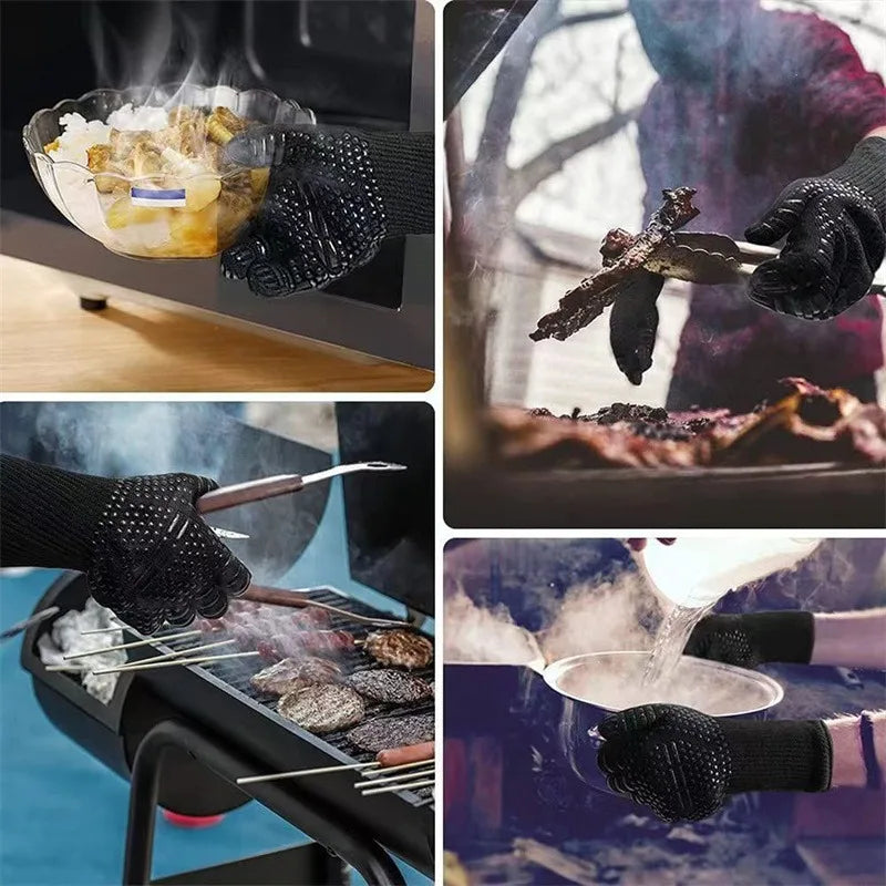 Heat Resistant BBQ Gloves Up to 932℉ Fireproof Oven Mitts with Anti Slip Grip for Grilling Baking Cooking Kitchen Safety Peaceful Pleasures Health and Wellness
