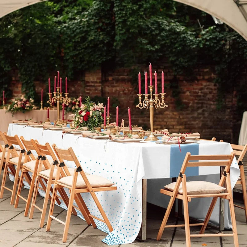 Polka Dot Tablecloth & Satin Table Runner Set for Parties