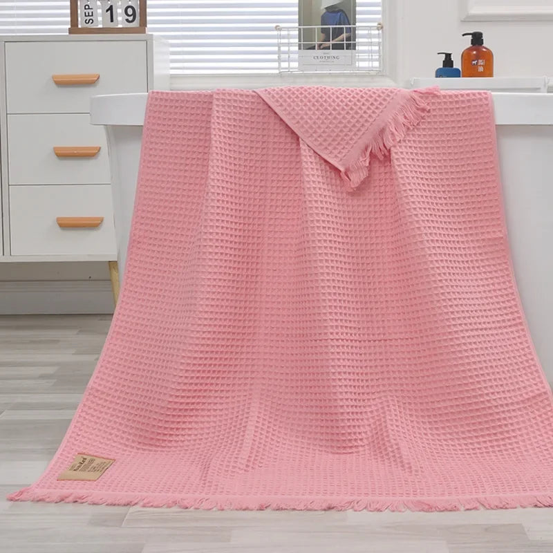 XXL Organic Cotton Waffle Bath Towel 90x180cm | Quick-Dry