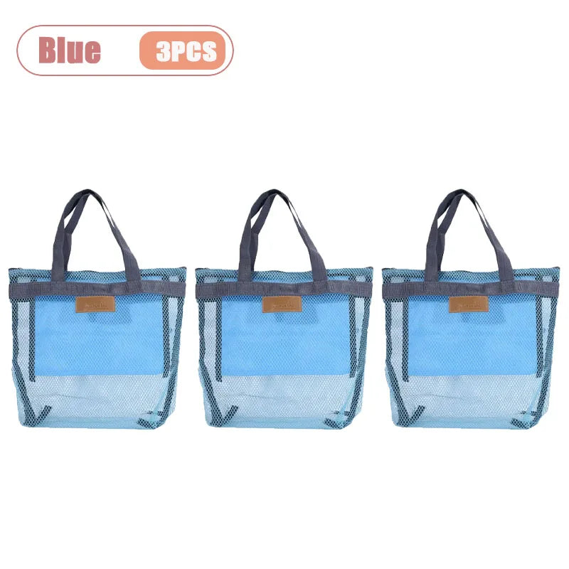 Travel Beach Tote Bag with Mesh Pockets – Swim & Gym Organizer