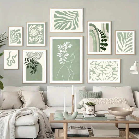 Bohemian Green Leaves & Flowers Abstract Canvas Wall Art Canvas Wall Art Peaceful Pleasures Health and Wellness