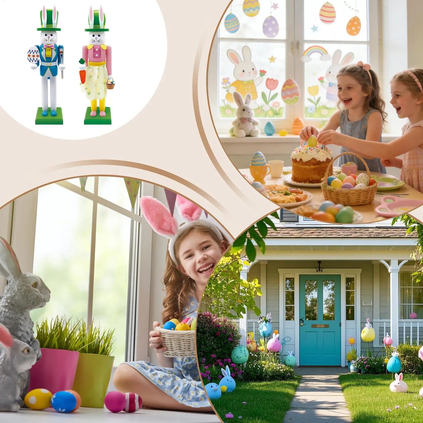 Easter Clings For Glass Window 2-Piece Removable Decals Static Window Stickers Spring Decorations For Home Office Classroom Car Peaceful Pleasures Health and Wellness
