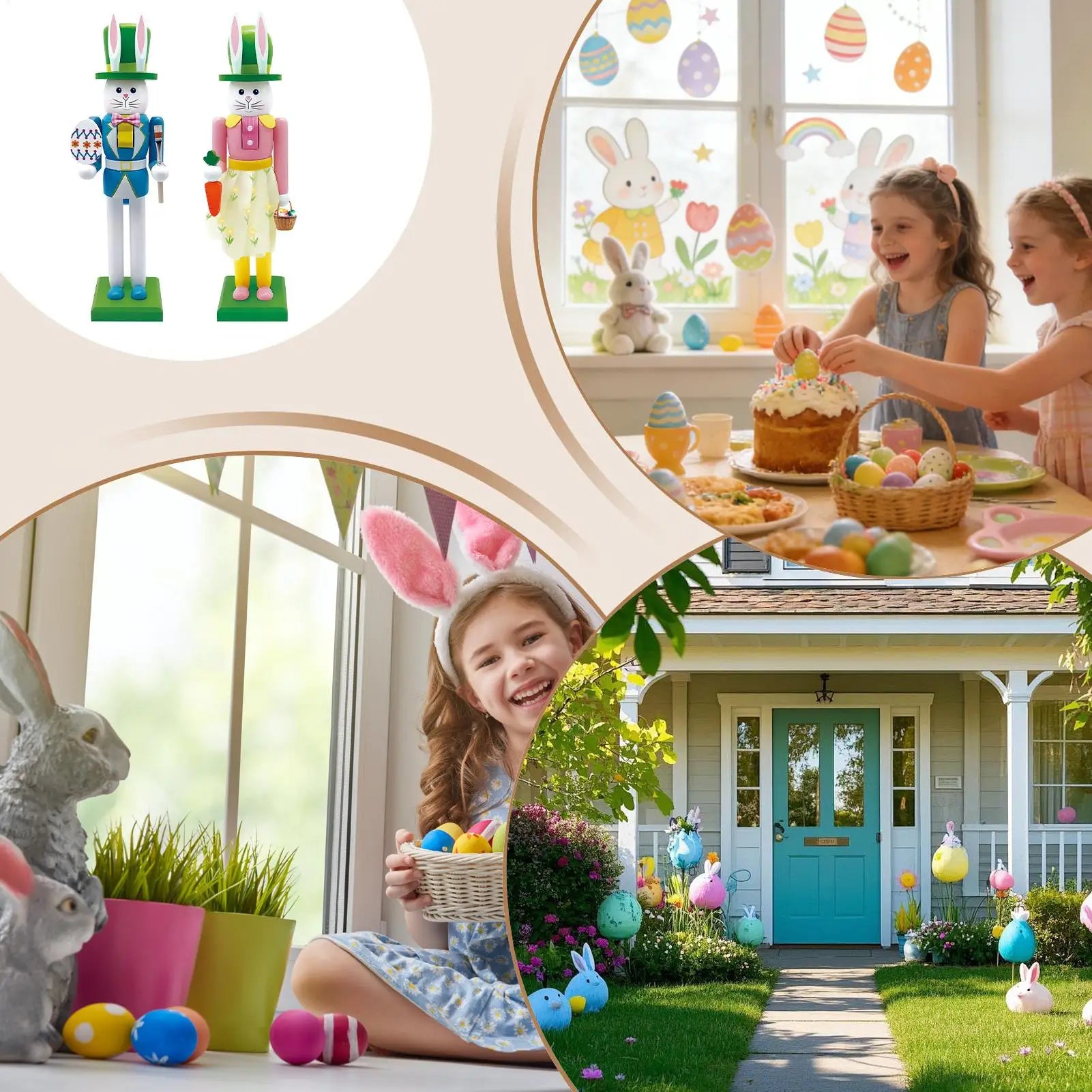 Easter Clings For Glass Window 2-Piece Removable Decals Static Window Stickers Spring Decorations For Home Office Classroom Car Peaceful Pleasures Health and Wellness