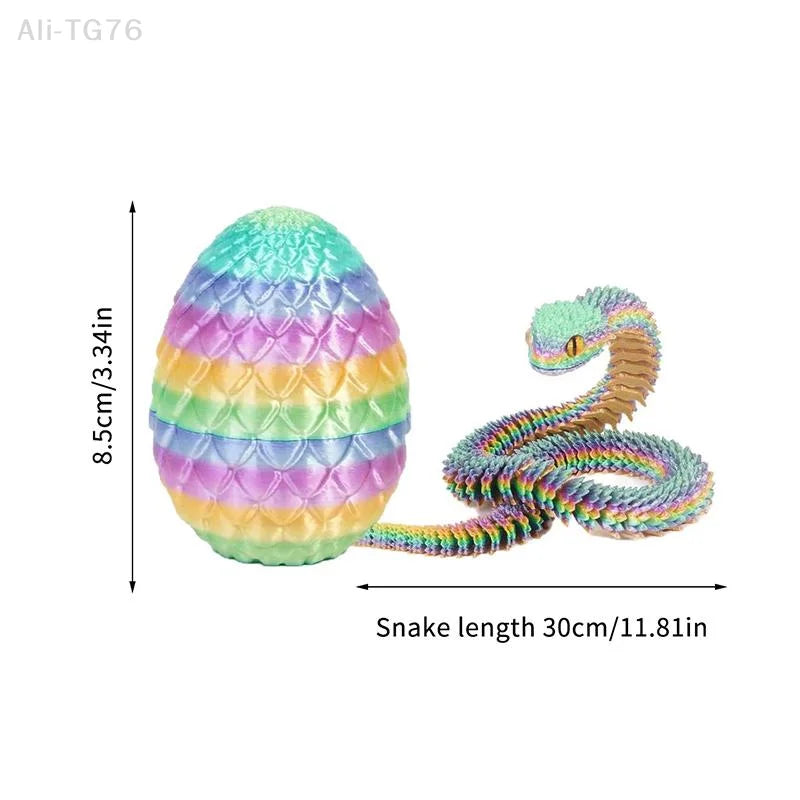 3D Printed Snake with Egg Figurine | 30cm Realistic Desk Ornament