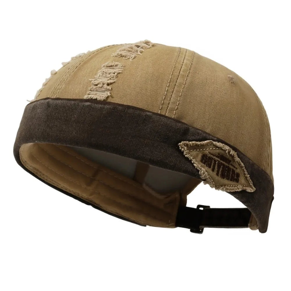 Distressed Skullcap Hat – Streetwear Hip Hop Sun Cap Unisex