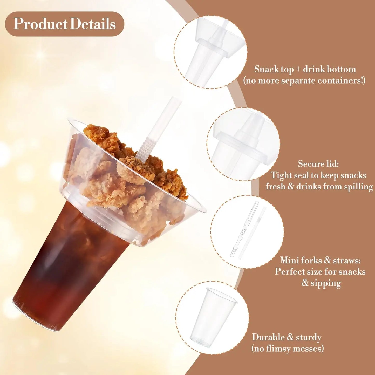 Free BPA Disposable Snack Bowl and Drink Cup Set in One for Party Takeaway Container for Drink Beverage Transparent Protest Peaceful Pleasures Health and Wellness