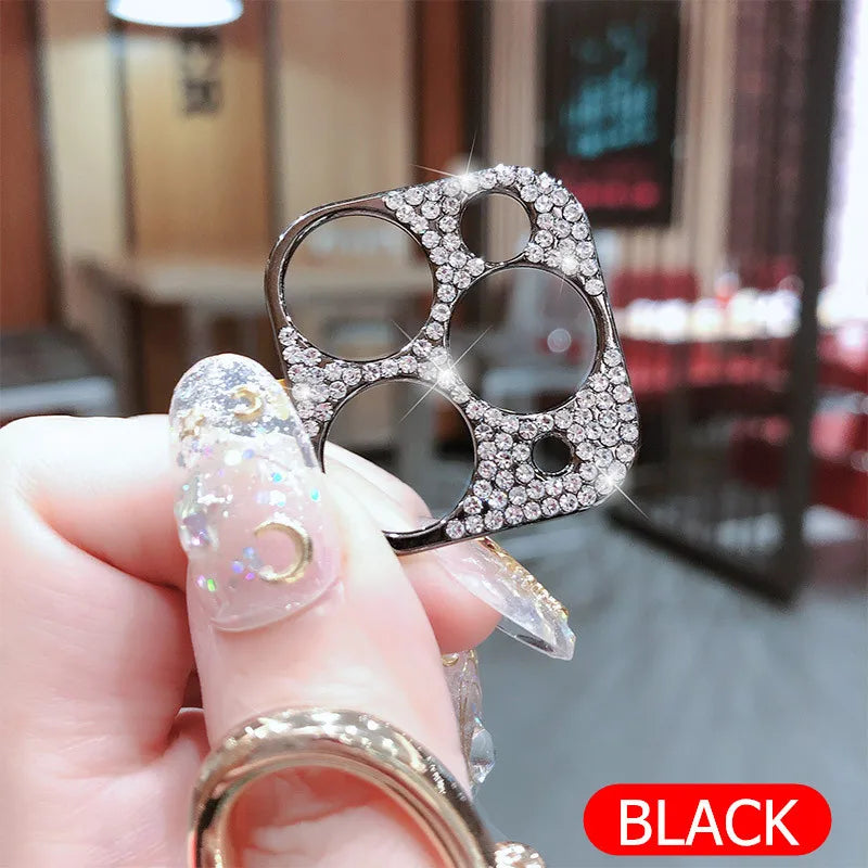 For iPhone15 Metal diamond-encrusted lens ring protector for iphone 14 pro lens protector 15 pro max accessories For iphone13 14 Peaceful Pleasures Health and Wellness Black 11Pro or 11ProMax