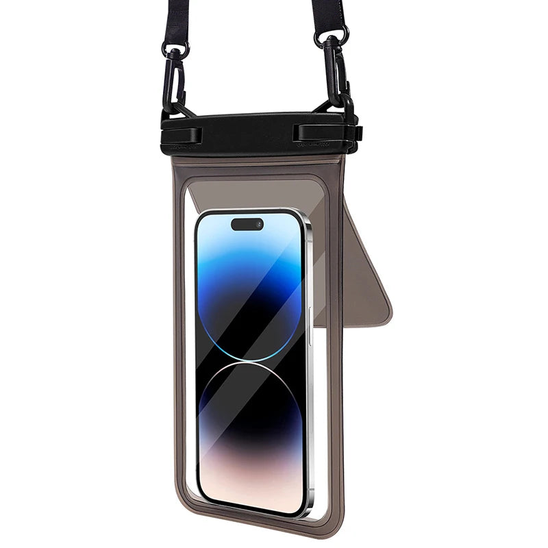 IPX8 waterproof phone pouch for swimming bag phone waterproof case mobile phone bag waterproof large waterproof case diving Peaceful Pleasures Health and Wellness Dark grey(7.5 inch)