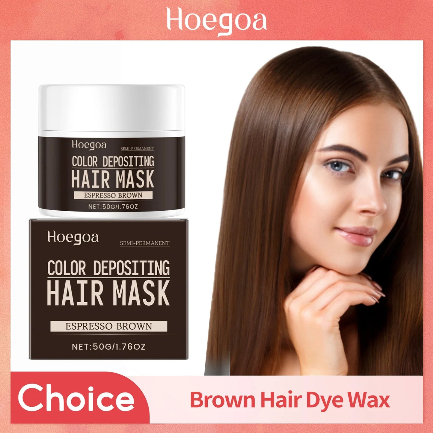 HOEGOA Brown Hair Dye Cream – Natural, Long-Lasting Color