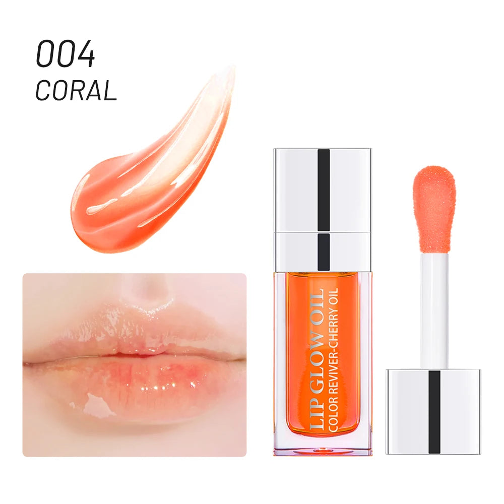 Crystal Jelly Lip Gloss 10Colors Moisturizing Plumping Clear Tinted Lip Plumper Lips Makeup Lip Oil Care Peaceful Pleasures Health and Wellness 004 coral