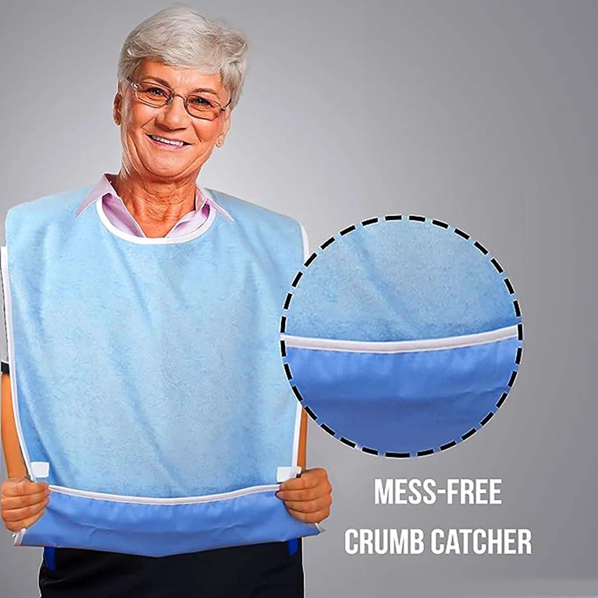 New coated adult apron reusable waterproof terry bibs Or bring a pocket For adult women and men Elderly Seniors & Disabled bibs Peaceful Pleasures Health and Wellness Pocket style