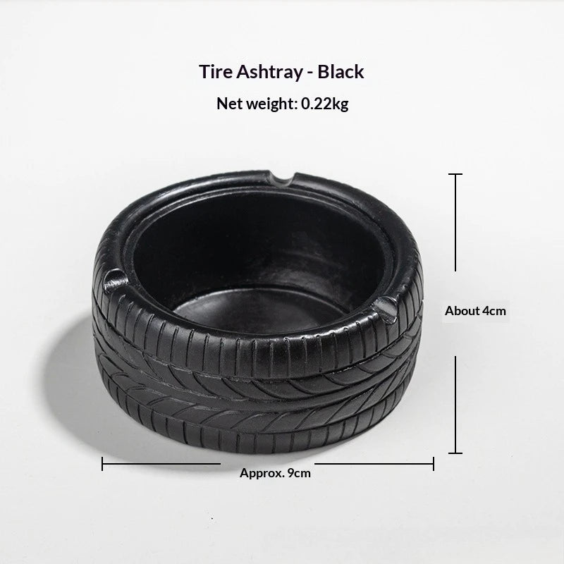 INS Retro Tire Shaped Smokeless Desktop Ashtray Personalized Trendy Creative Home Bar Ashtray for Stylish Smoking Convenience Peaceful Pleasures Health and Wellness pure black