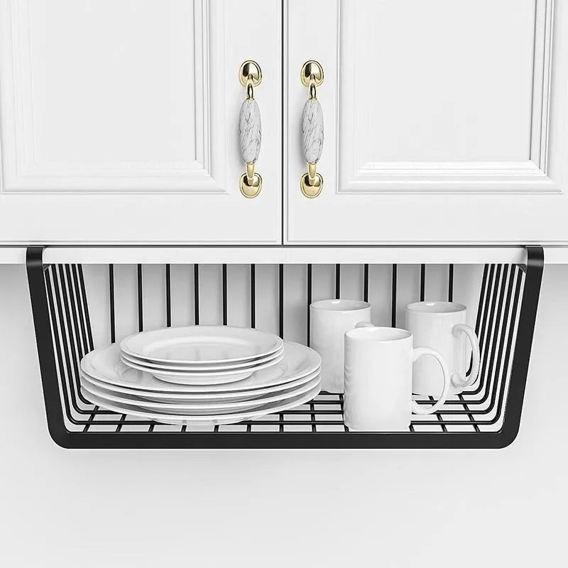 Iron Hanging Cabinet Basket Rack – Kitchen & Home Organizer